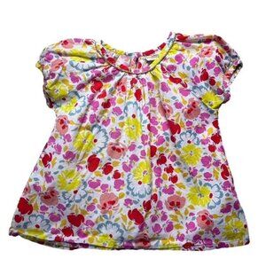 Mini Boden Girls Floral Short Sleeve Top Size 2-3 Years